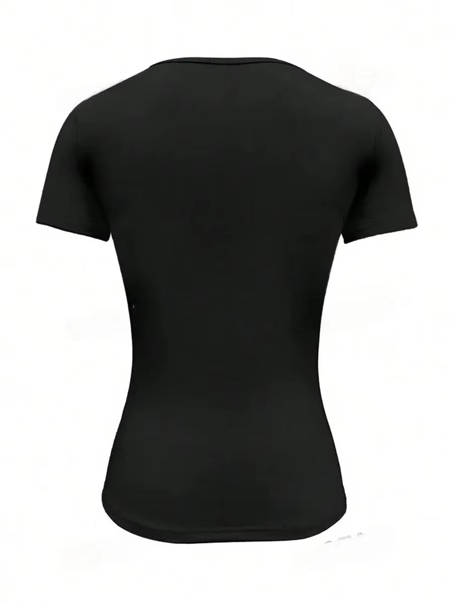 Womens Basic T-Shirts Scoop Neck Short Sleeve Crop Tops Cute Summer Tops Slim Fit Tees Y2K Clothing 2025