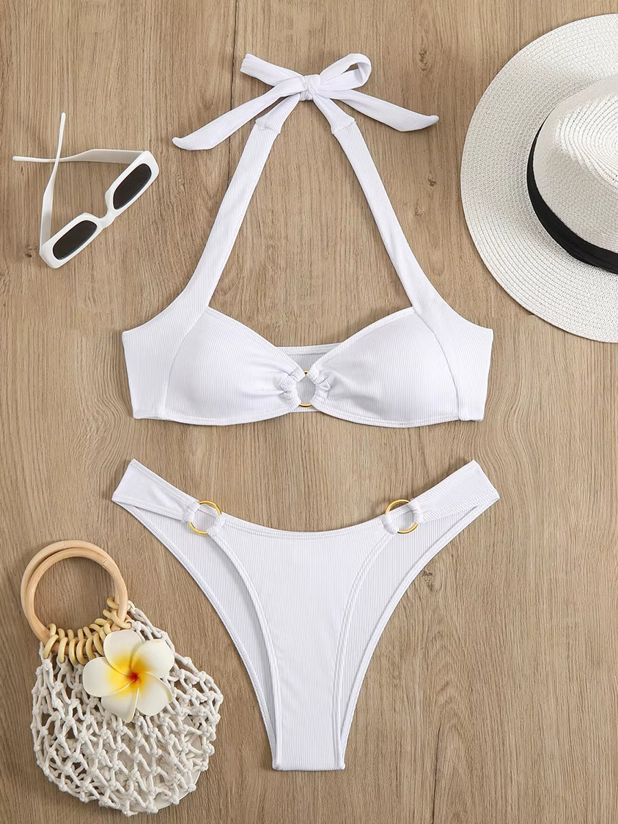 Sexy Women'S Swimsuit 2025 Summer Bikini Two-Piece Swimwear for Woman Beachwear Halter Bikinis Sets Swimming Beach Bathing Suits