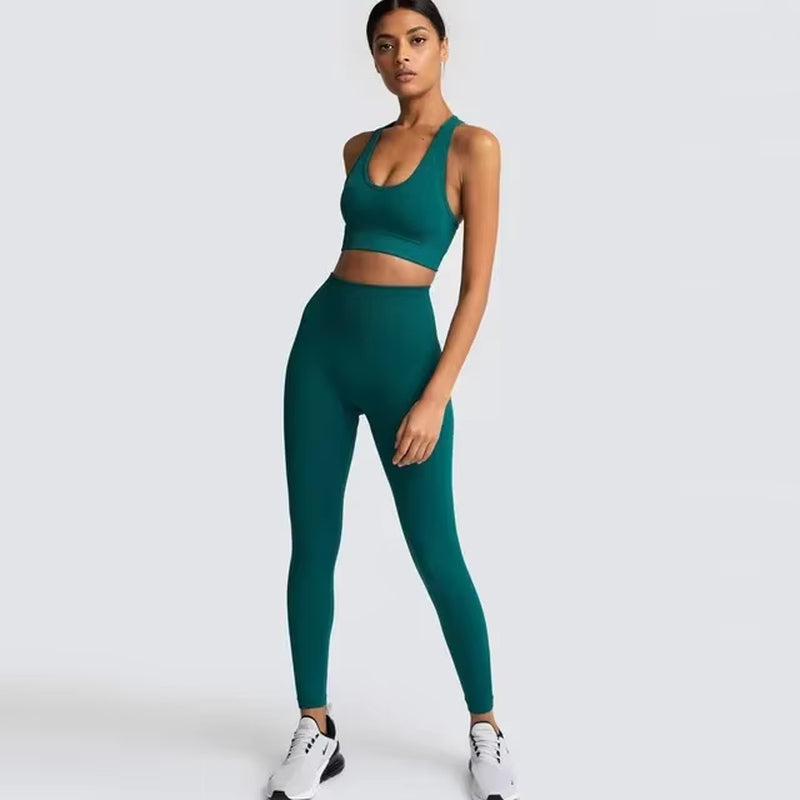 2 Piece Set Workout Clothes for Women Sports Bra and Leggings Set Sports Wear for Women Gym Clothing Athletic Seamless Yoga Set