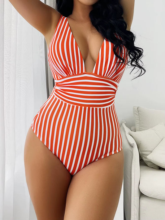 Striped Vintage One Piece Swimsuit